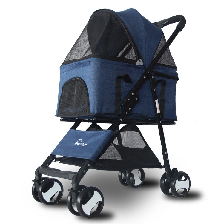 Deluxe Folding Dog And Cat Pet Outdoor Travel Stroller 